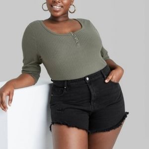 Wild Fable | Black Denim High Rise Shorts Raw Hem